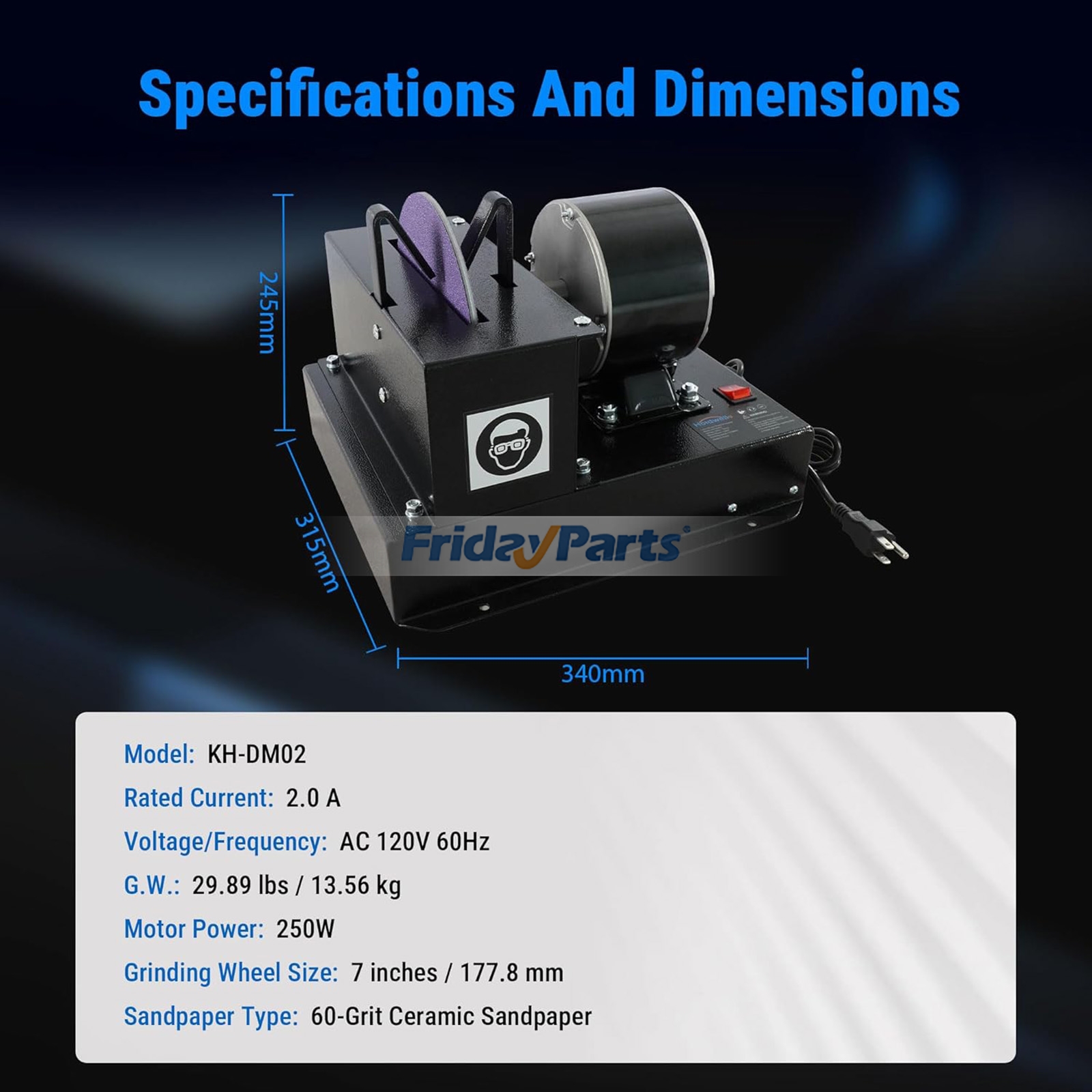 Compra Afilador de cuchillas para cortacésped con protector de chispas mejorado en Fridayparts