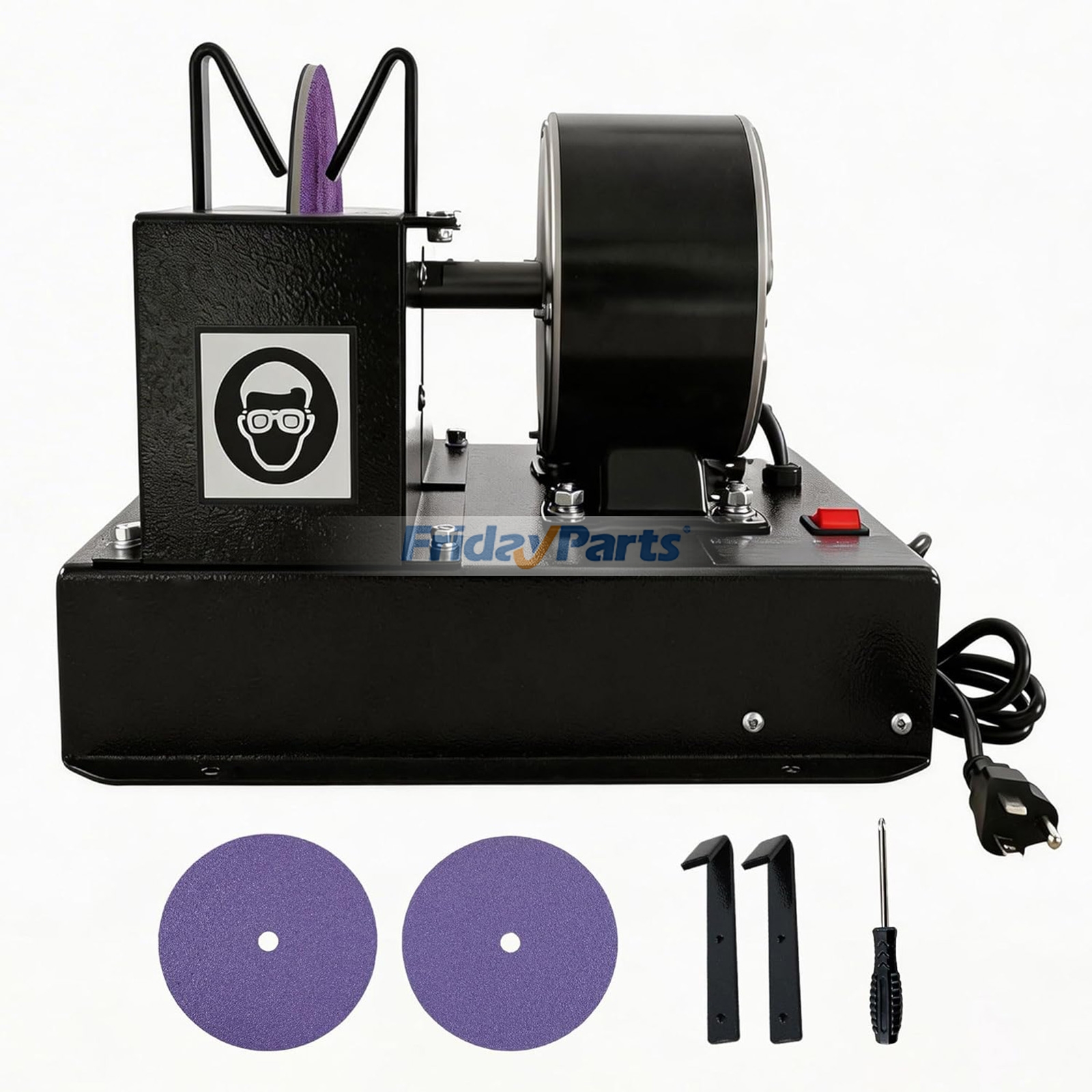 Afilador de cuchillas para cortacésped con protector de chispas mejorado