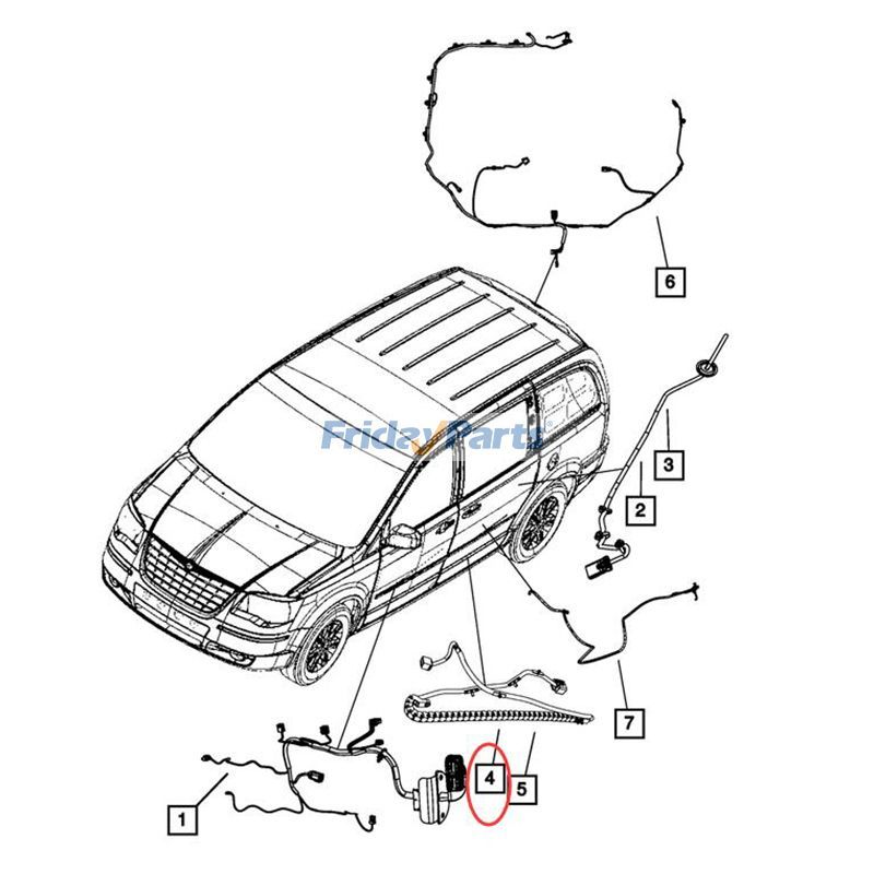 Vehicle Left Power Sliding Door Wiring for 08-09 Town & Country Dodge Grand Caravan