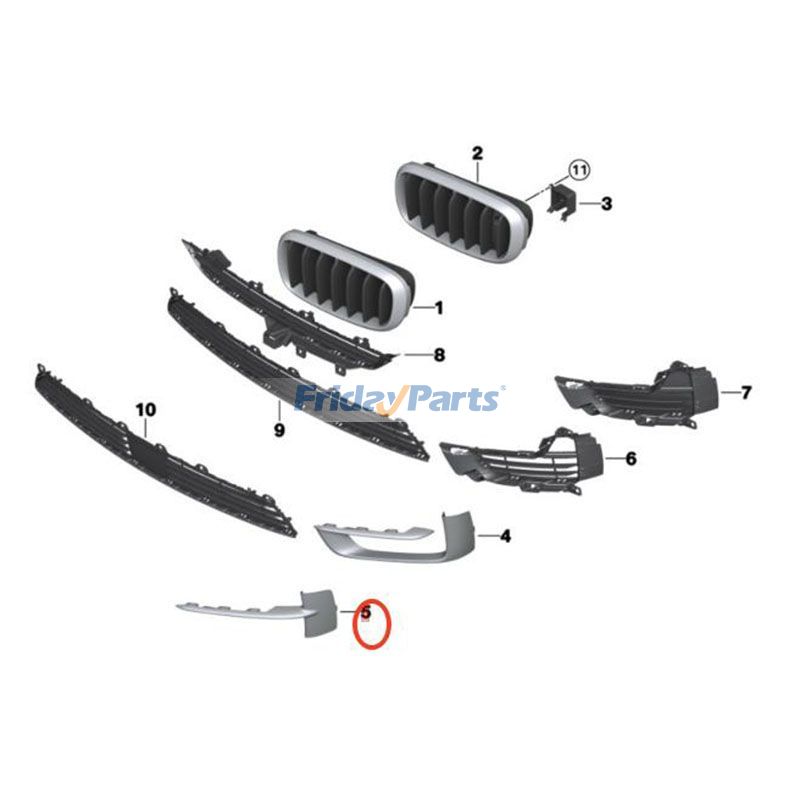 FridayParts Zierleiste für Stoßstangengrill