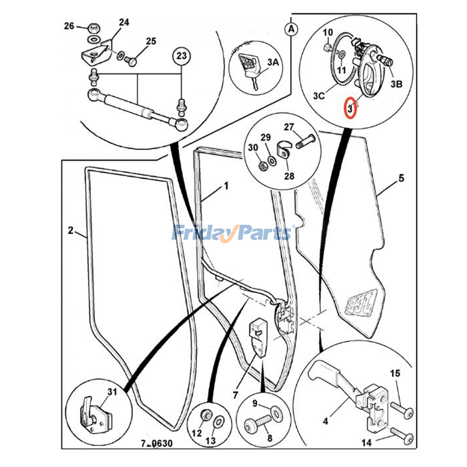 Left Door Handle for Loader