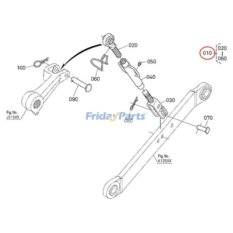 Ensemble de biellette de direction de levage pour Tracteur Pour KUBOTA