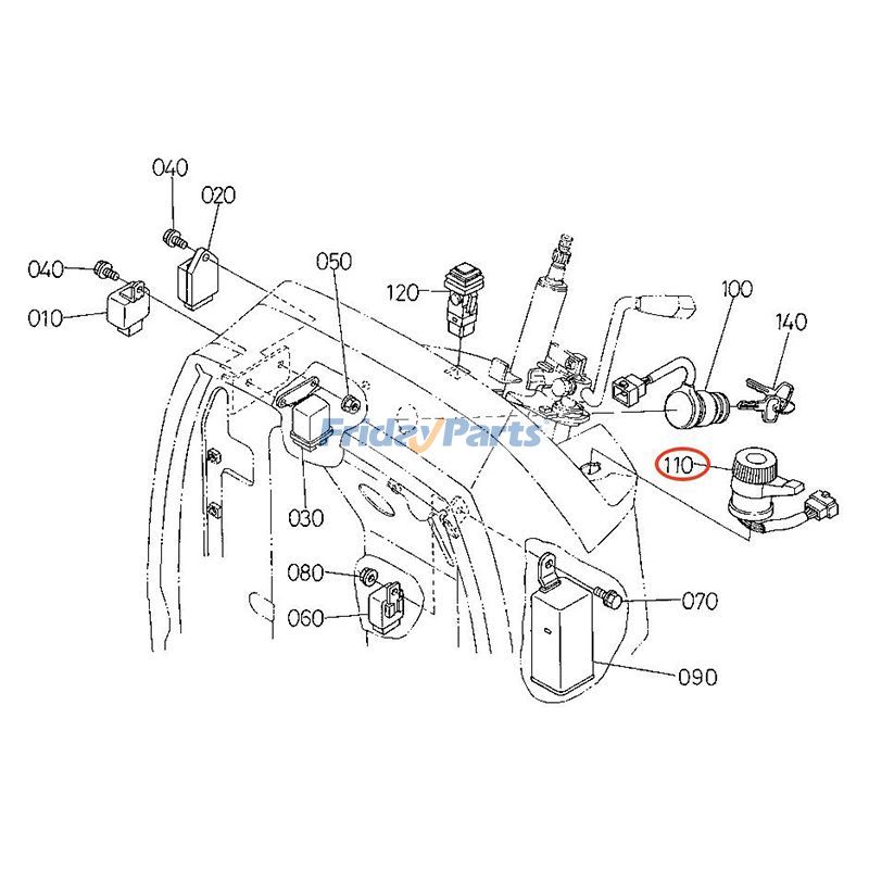 Interrupteur d'éclairage pour Chargeur,Tracteur Pour KUBOTA