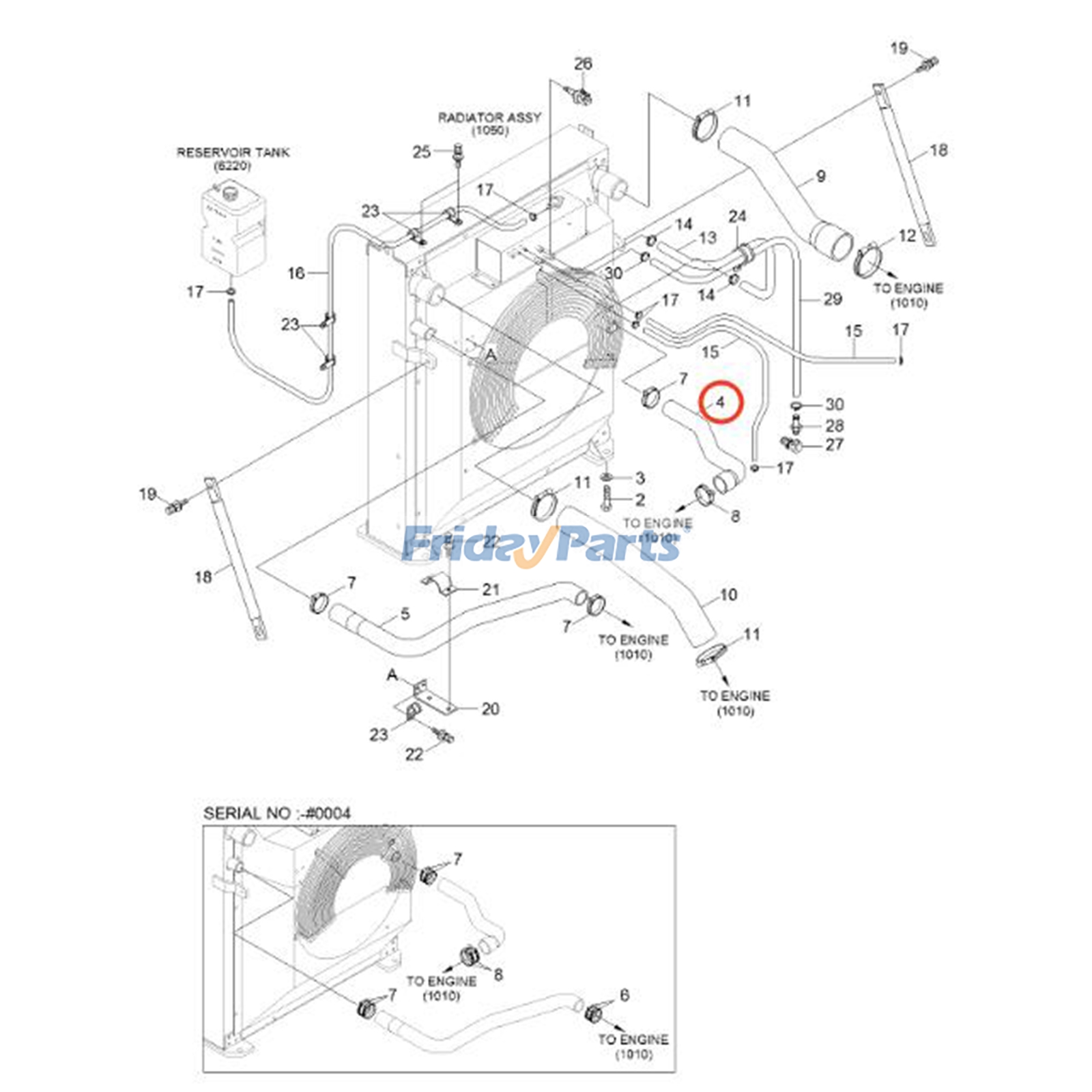 Low Radiator Hose for Excavator