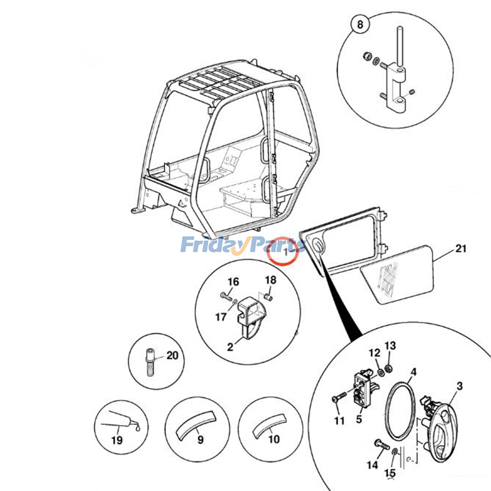 Lower Door Frame 335/08064 335/08063 for JCB Telehandler 506 535S 530 541 550 536 533 507 for Telehandler