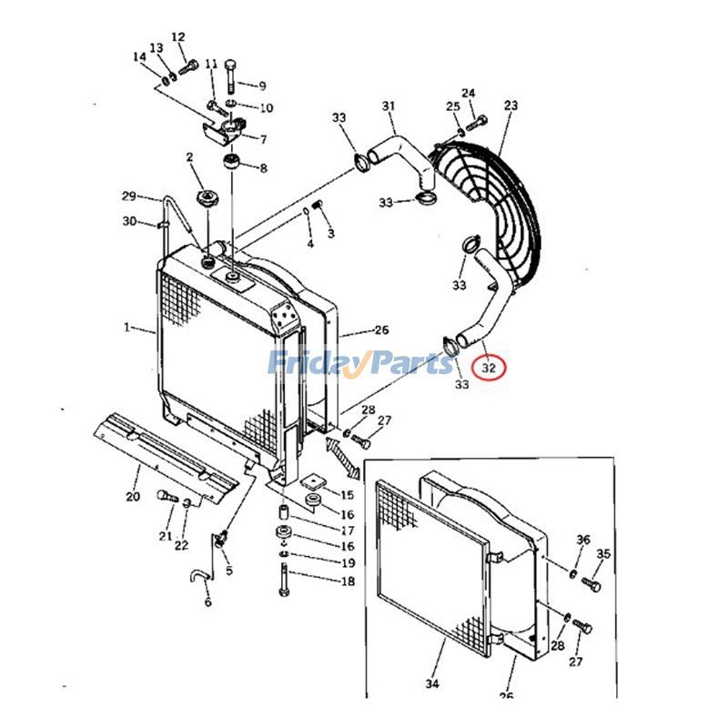 Lower Water Hose for Loader