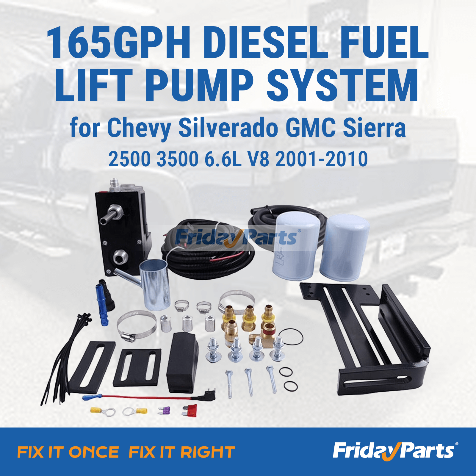 Chevrolet用,GMC用シボレー シルバラード GMC シエラ 2500 3500 6.6L V8 2001-2010 用ディーゼル燃料リフトポンプシステム