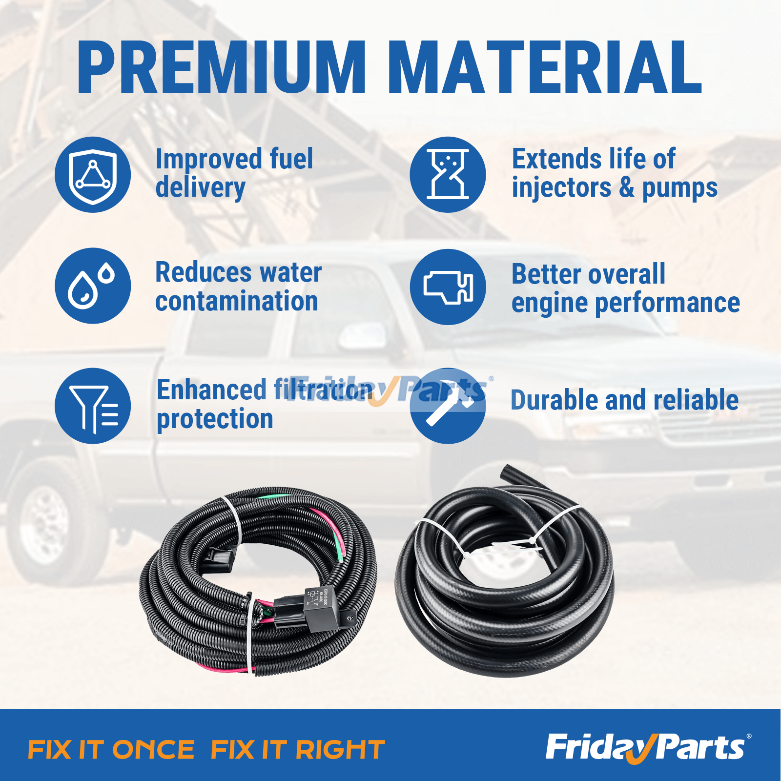 FridayPartsのシボレー シルバラード GMC シエラ 2500 3500 6.6L V8 2001-2010 用ディーゼル燃料リフトポンプシステム