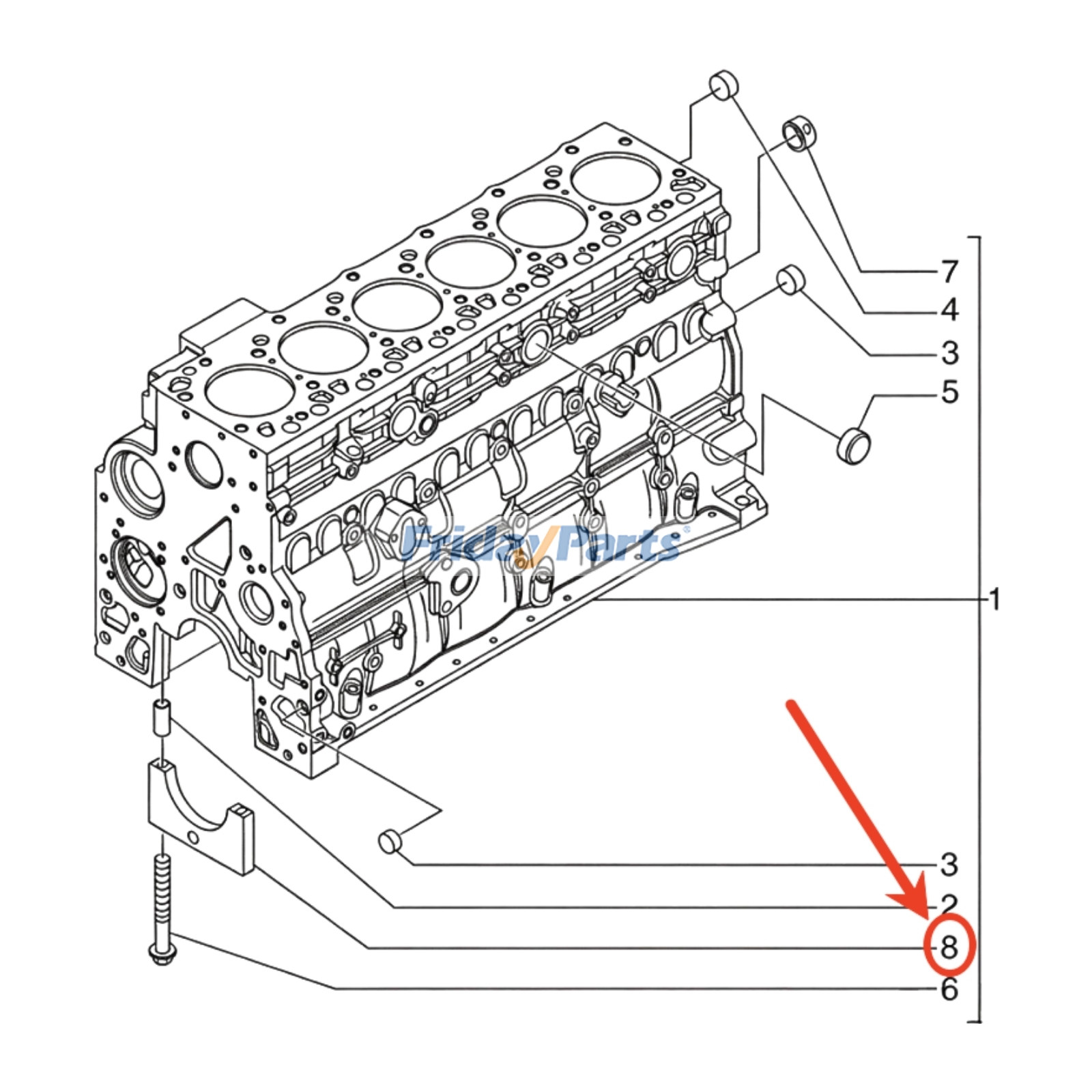 Main Bearing Cap Kit 4895919 4895921 for New Holland Engine F4DFE613N F4DFE614B Loader LW110.B W170C W190C W230C