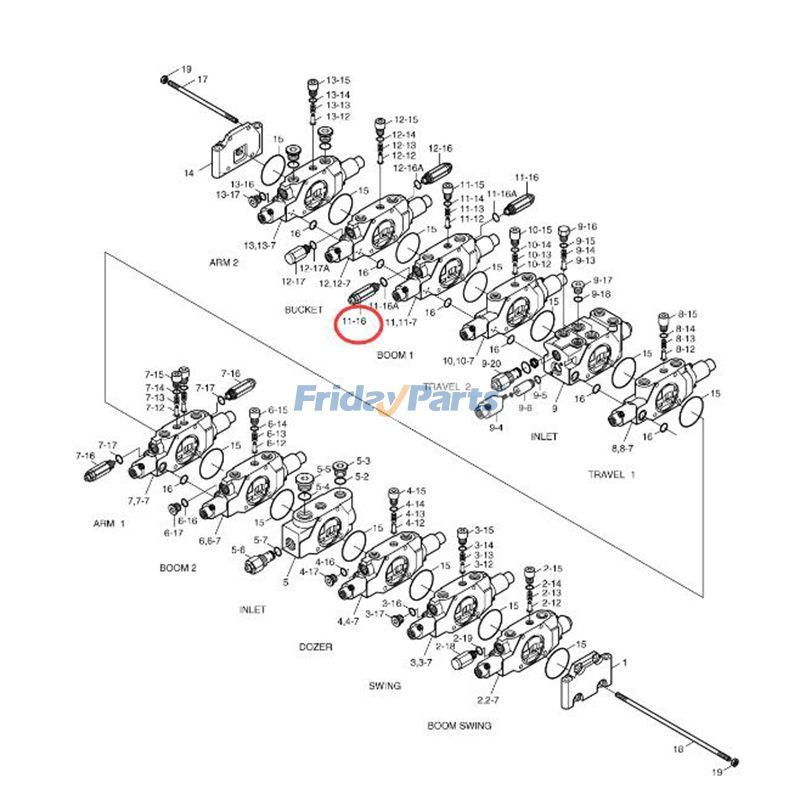 FridayParts Hauptentlastungsventil Doosan Daewoo 55 55-V 55W-V