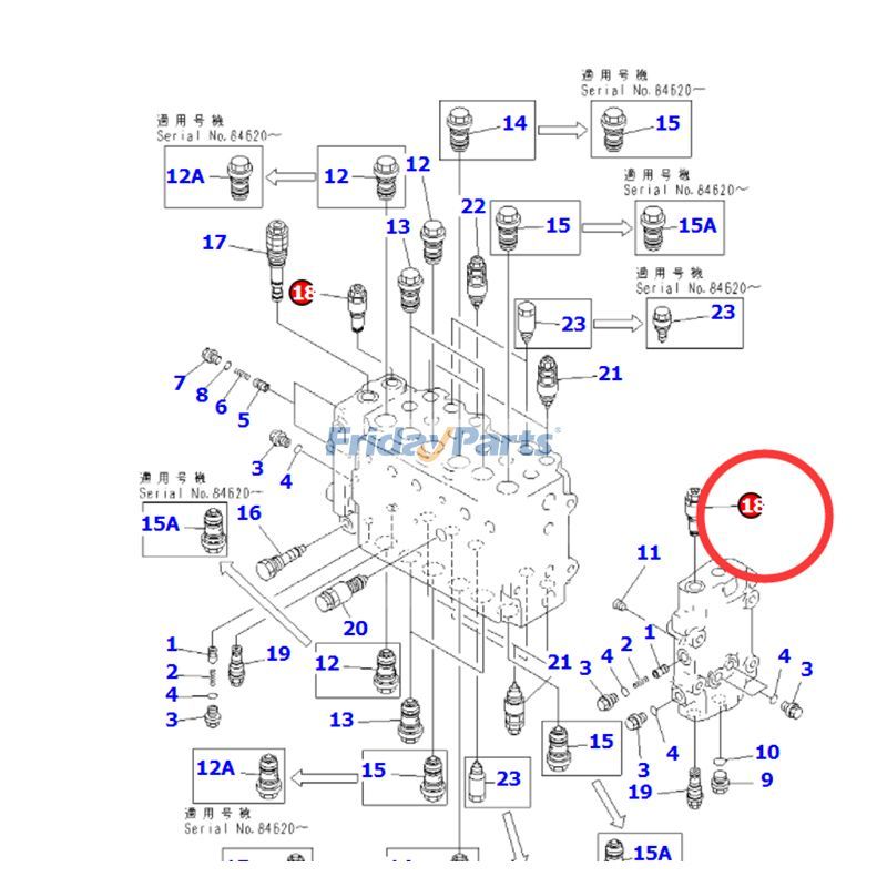 KOMATSU用エクスカベーター用メインリリーフバルブ
