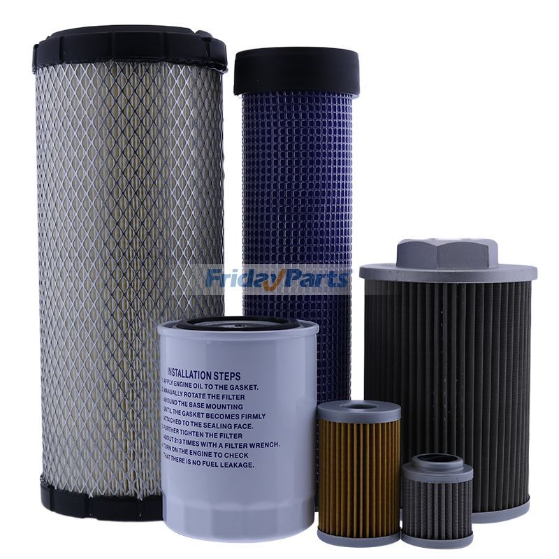 Kit de filtro de manutenção para mini escavadeira Kubota KX121-3 para Escavadora 