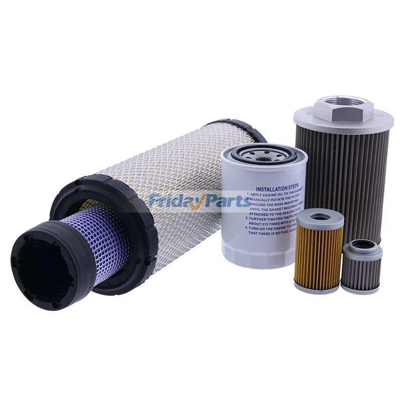 Kit de filtro de manutenção para mini escavadeira Kubota KX121-3 FridayParts