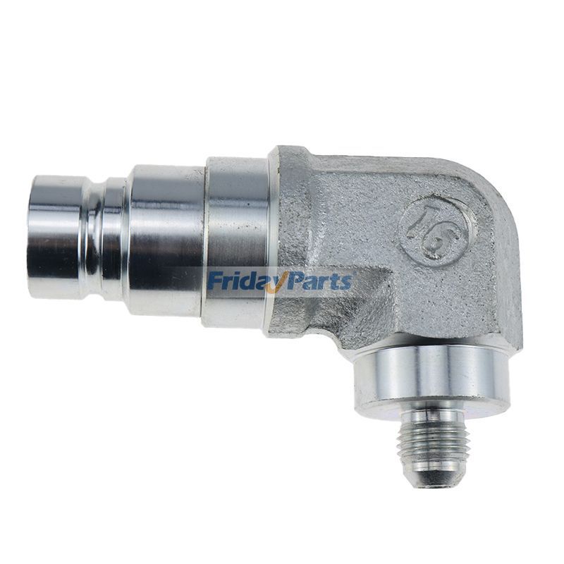 Male Flat Face Coupler with 3/8″ JIC 90 Degree End for Loader