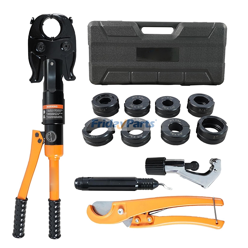 Prensa hidráulica manual para cobre y kit de herramientas para engaste de PEX con matrices para tuberías de cobre de 1/2, 3/4 y 1 pulgada y matrices para anillos de PEX ASTM F1807 de 3/8 a 1 pulgada. para Herramientas manuales y eléctricas