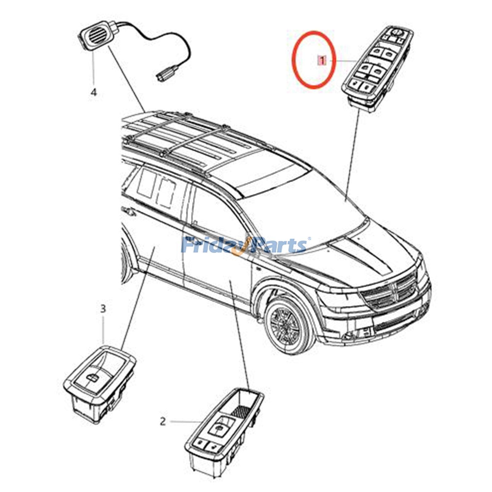 Interruptor maestro de elevalunas eléctrico 68084001AD 68084001AB para Dodge Journey 2011-2016 para Vehículo Para Dodge FridayParts