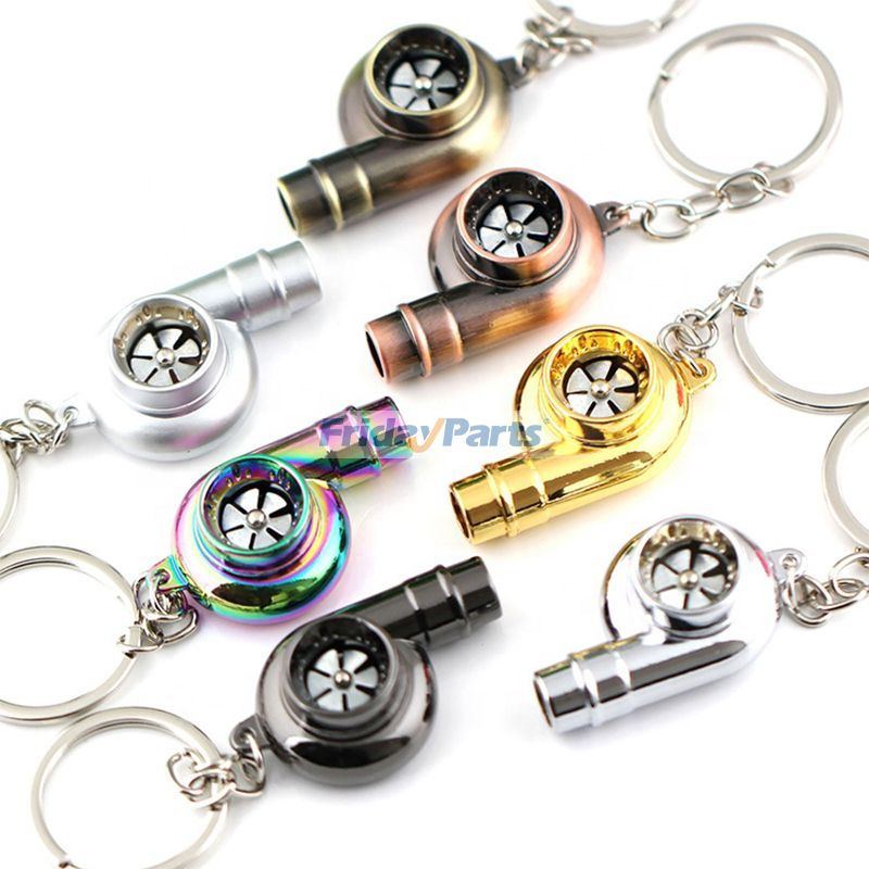 Mini Turbo Keychain Turbocharger Spinning Turbine Key Chain Ring Car Keyring