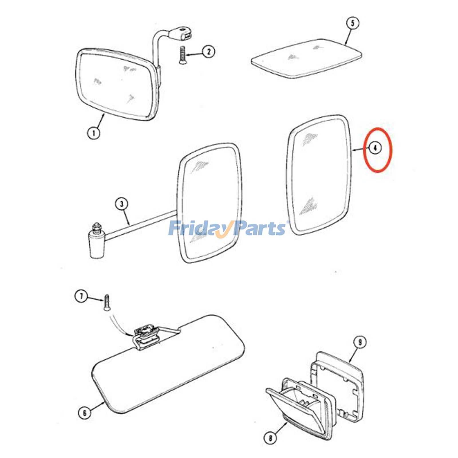 CASE用トラクター用鏡