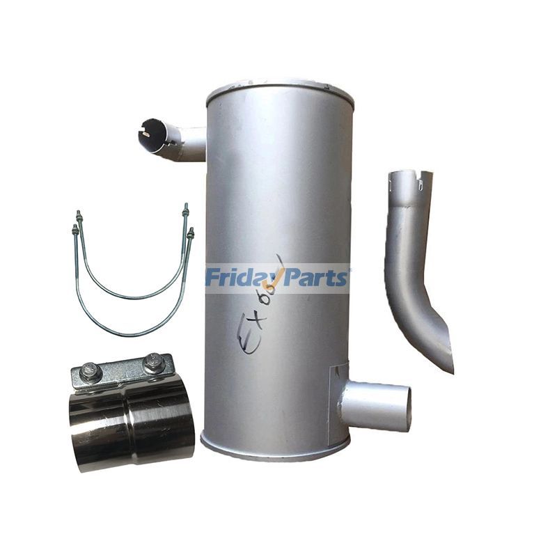 Muffler 4196421 with Clamp 4108754 and 2Pcs U-Bolt 4140612 for Nissan Engine FD33 Hitachi Excavator EX60 EX60G EX60SR EX60-1