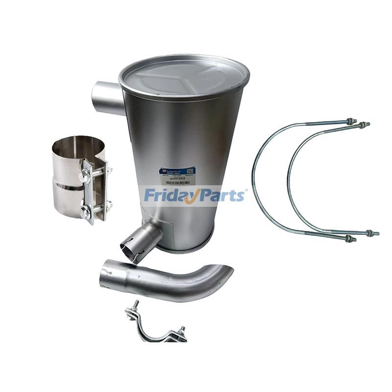 Muffler 6205-11-5330 with Clamp and 2Pcs U-Bolt for Komatsu Engine 4D95 Excavator PC120-5 PC120-6 PC100-5 PC100-6 PC130-5 PC150-5