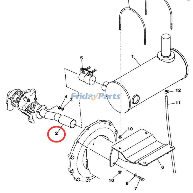 Tubo de escape silencioso KAH11750 para escavadeira CASE CX75SR CX80 para Escavadora 