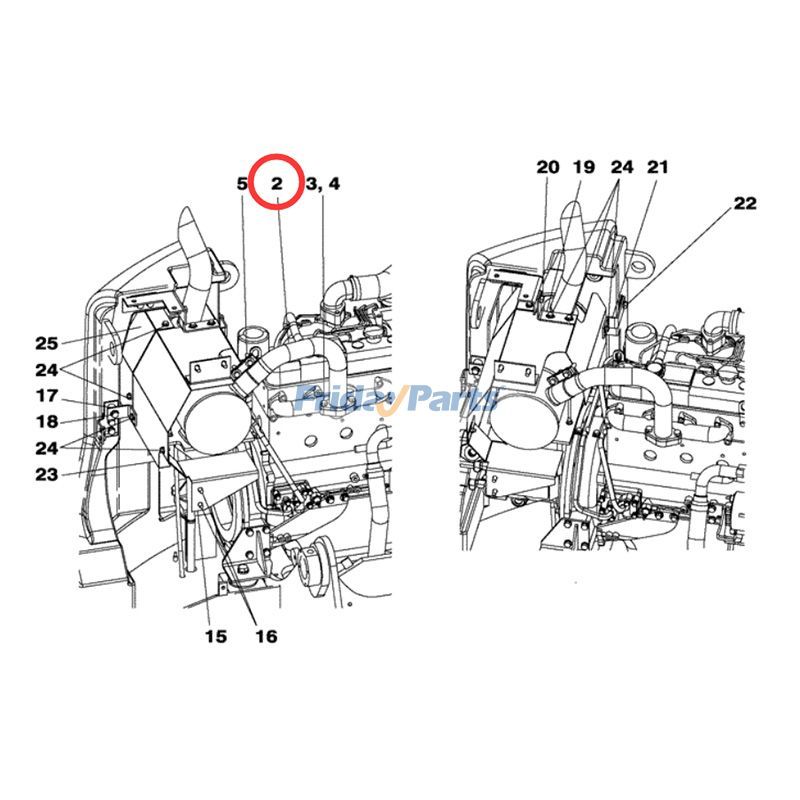 Tubo de escape silencioso KAH1355 para escavadeira CASE CX75SR CX80 para Escavadora 