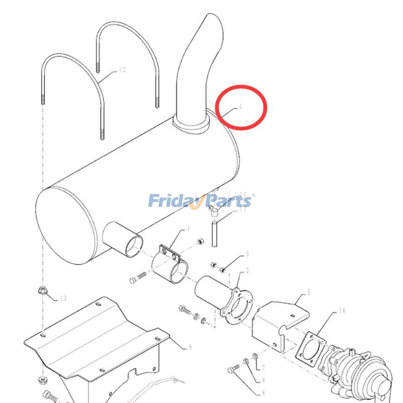 Silencieux KRH10880 pour excavatrice CASE CX240BLR CX210BLR CX240B CX210B CX220B CX230BpourPour CASE