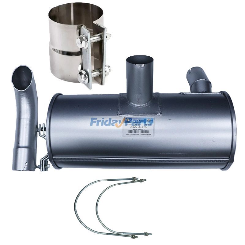 Muffler Silencer 2427U1139 with 2Pcs U Bolt 2420T7227 and Clamp 2432T812F1 for Isuzu Engine 4JB1 Kobelco Excavator SK60 SK60-3 SK60-4