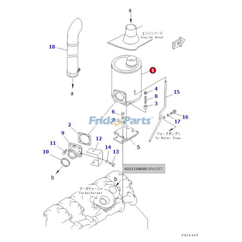 Muffler Silencer S6D125 6D125 Crawler For KOMATSU Dozer,Engine