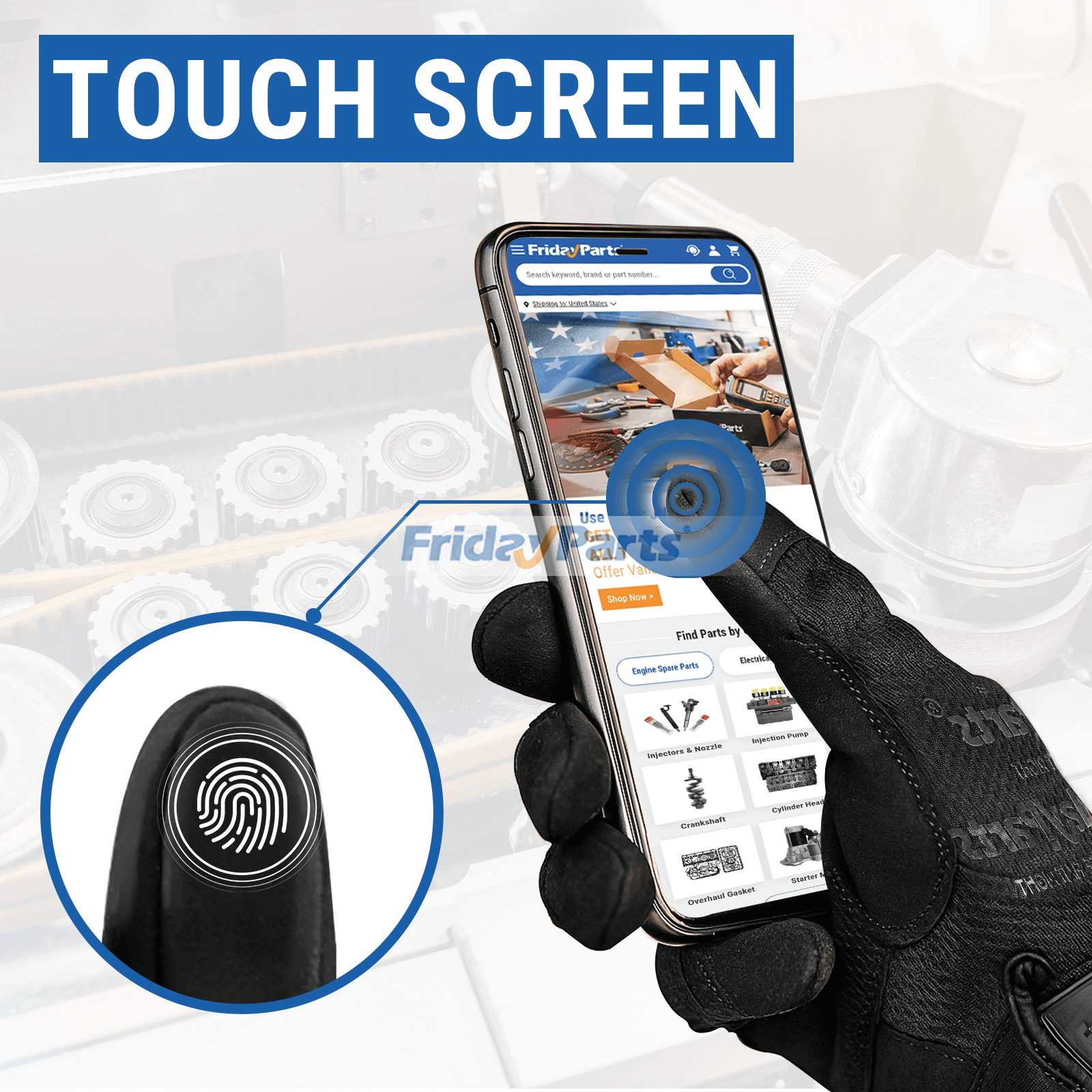 Multi Purpose Industrial Grip Gloves Touchscreen Compatible Machine Washable Covert Black for less