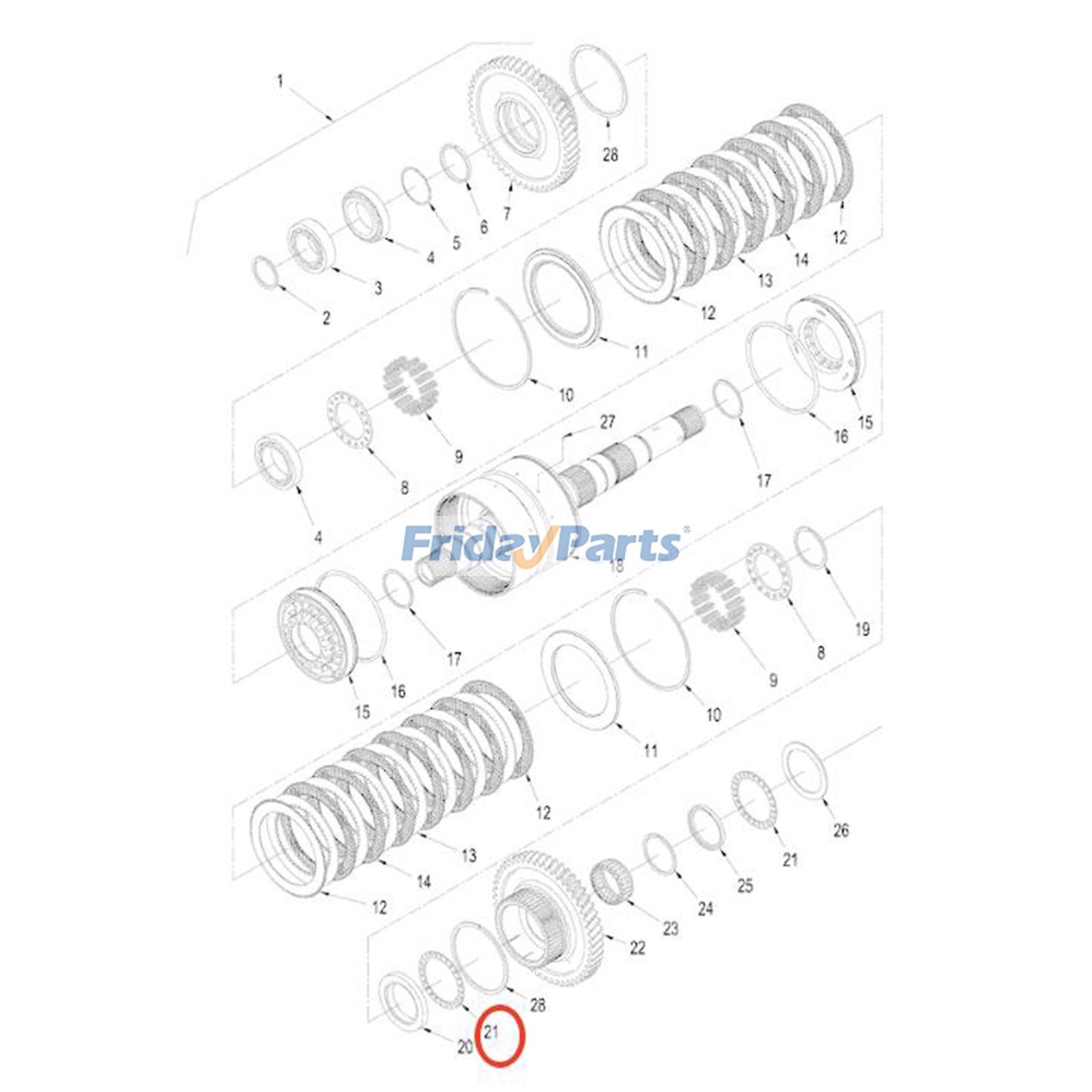 Cojinete de agujas 87640391 para tractor New Holland T9010, T9020, T9030, T9040, T9050, TJ275, TJ280, TJ325, TJ330, TJ375 y TJ380 Para New Holland
