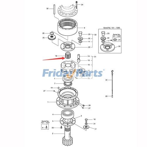 Sonnenrad 2104-1021 für Doosan-Bagger DH220LC-5 DH220LL DH220N-5 DH450-3