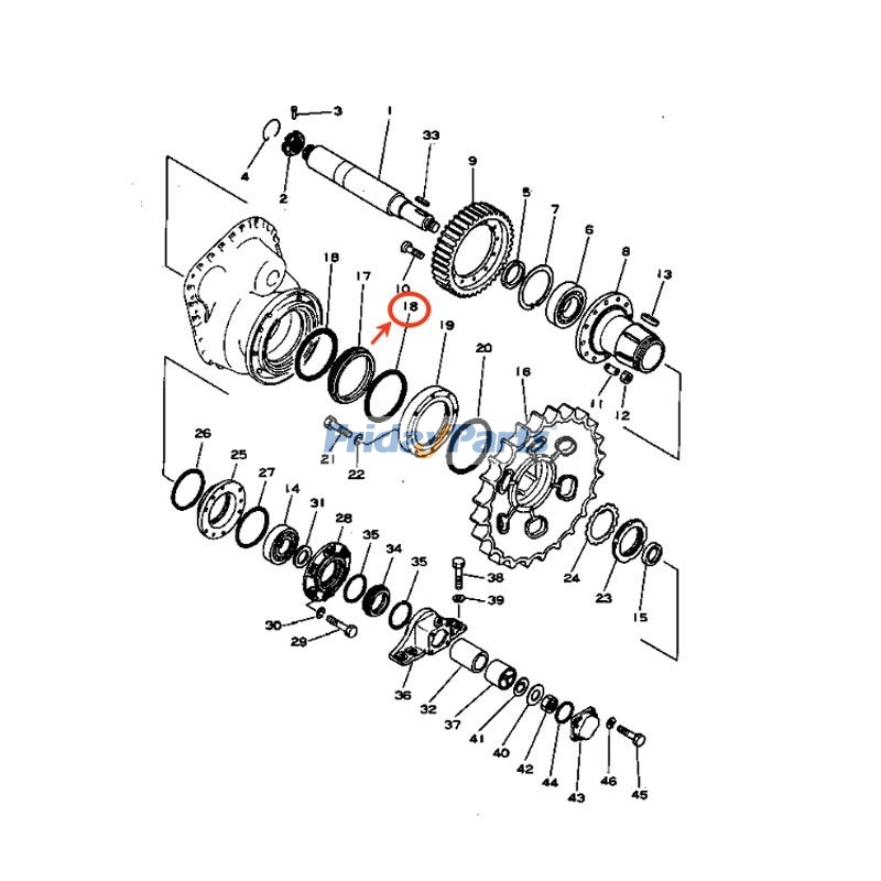 Conjunto de junta tórica 130-27-00140 para topadora Komatsu D40A-1 D40A-3 D40A-5 D40AF-1 D40AF-1A D40P-3 D40P-5A D40PF-1 D40PF-1A D40PL-1 Para KOMATSU