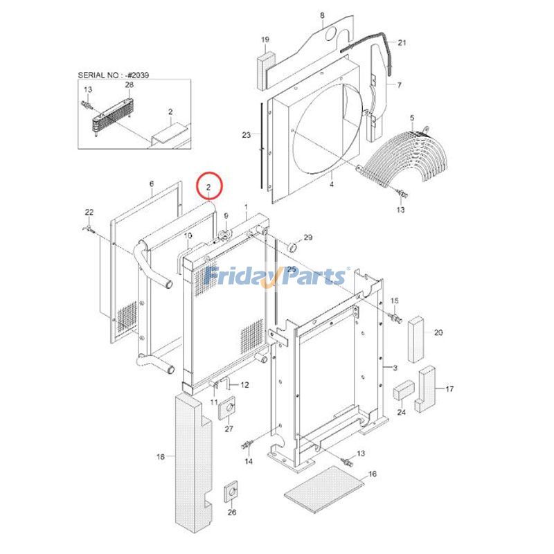 Refroidisseur d'huilepour Pelle