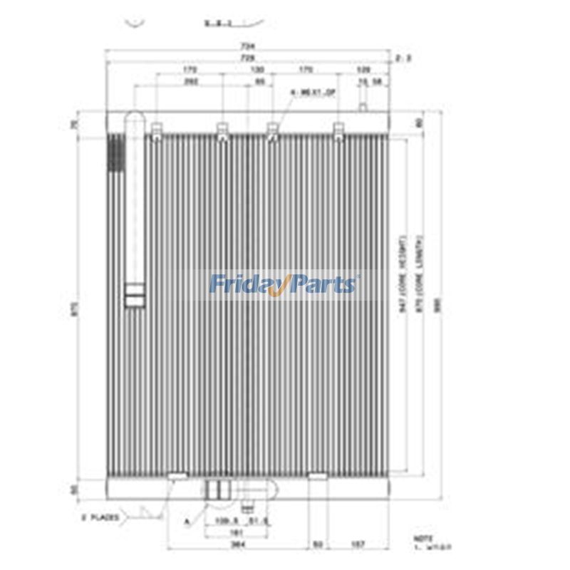 Refroidisseur d'huile 2202-9061A-02 pour excavatrice Doosan S220LC-V S225LL S220LC-6