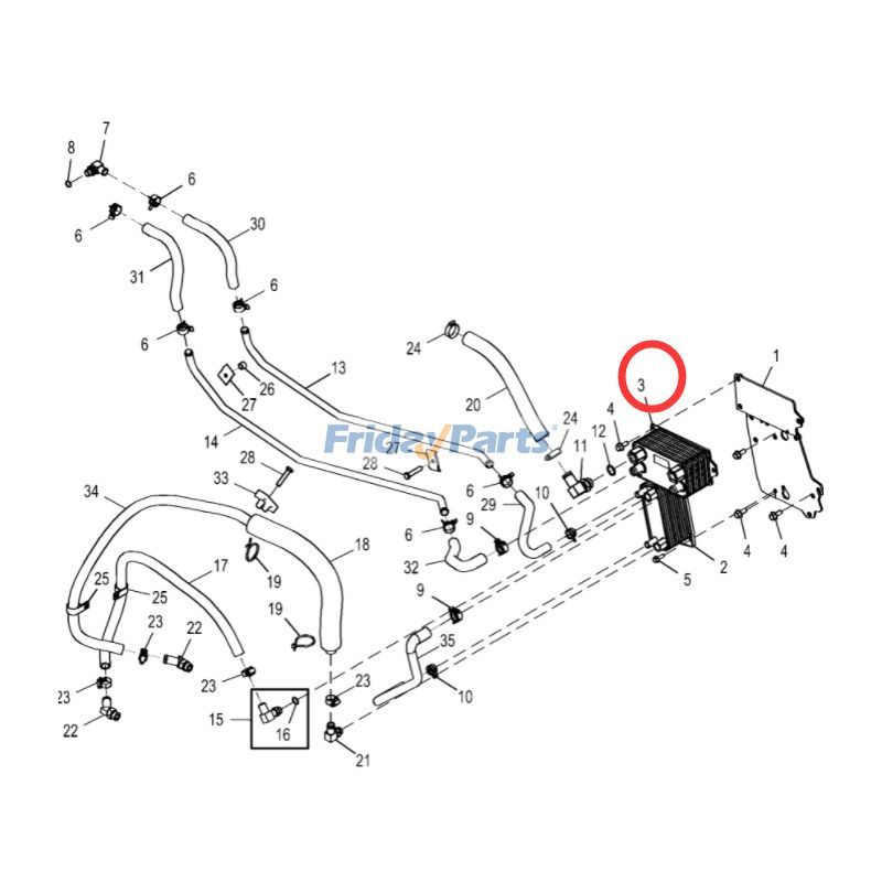 FridayParts Oil Cooler Backhoe Loder