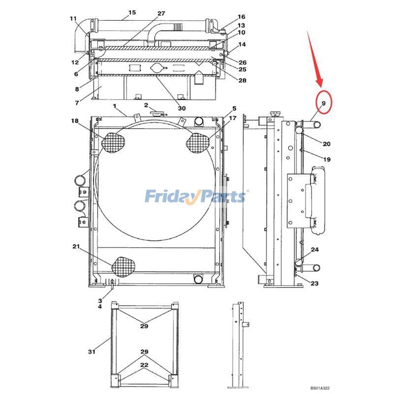 Ölkühler LN00068 für CASE CX210 CX210LR Raupenbagger