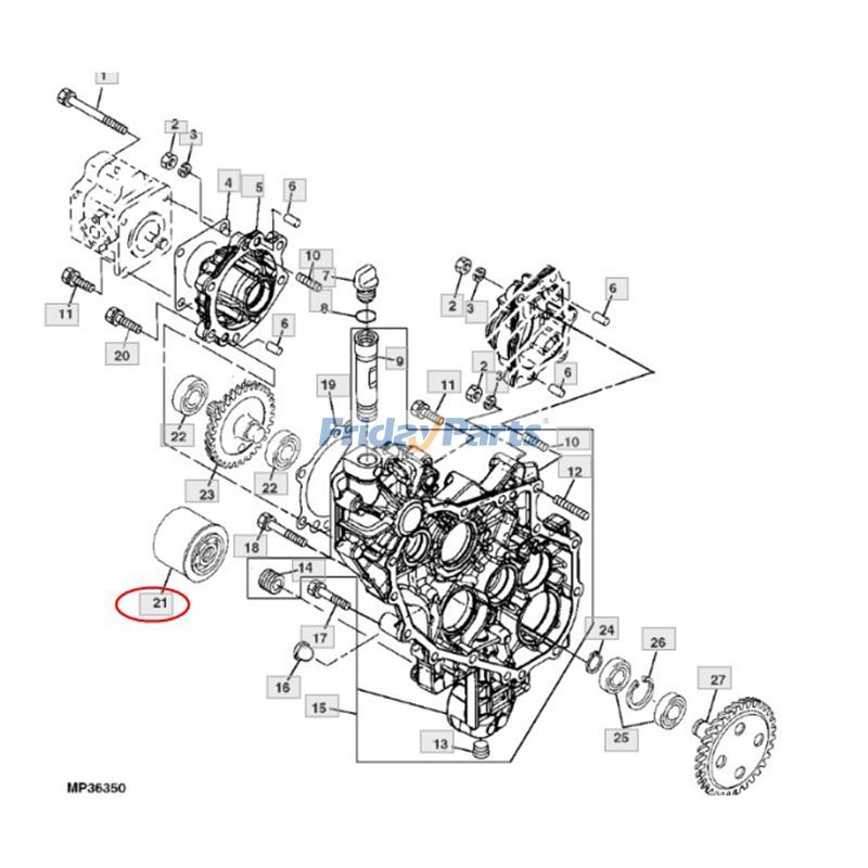 Filtro de óleo LVA12812 para motor Yanmar 3TNE74 3TNV76 John Deere Tractor 2210 2305 FridayParts