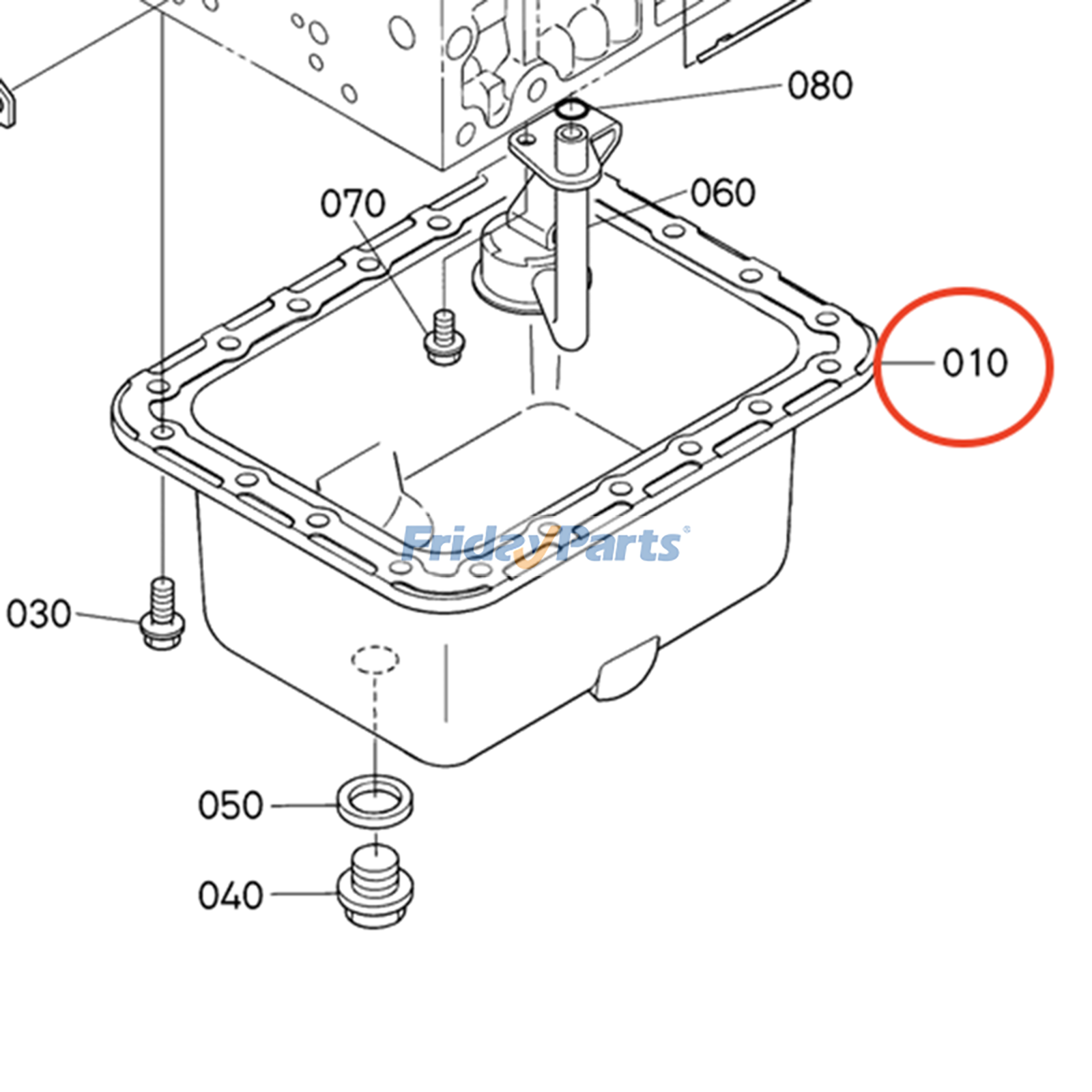 Cárter de óleo 1A053-01500 1A053-01503 para escavadeira Kubota KX033 KX91 U35 para Escavadora 