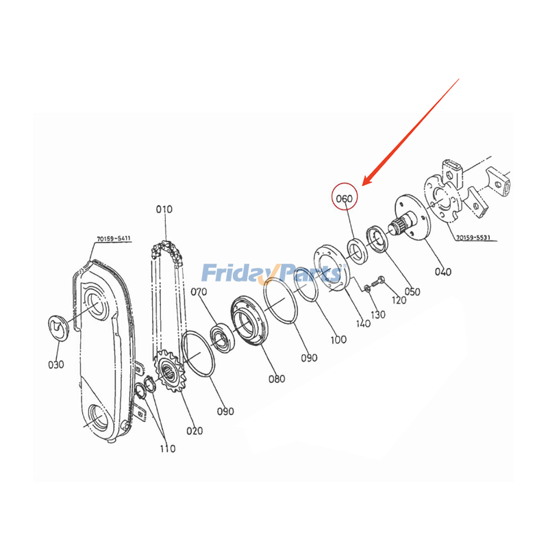 Retén de aceite 70536-55230 para el tractor Kubota Rotary Crusher KRX164 L4202DT Rotovator RS11 RS12 RS14 RSP105 RSP115 RSP125 RSP135 RSP155 RSP165 Para KUBOTA