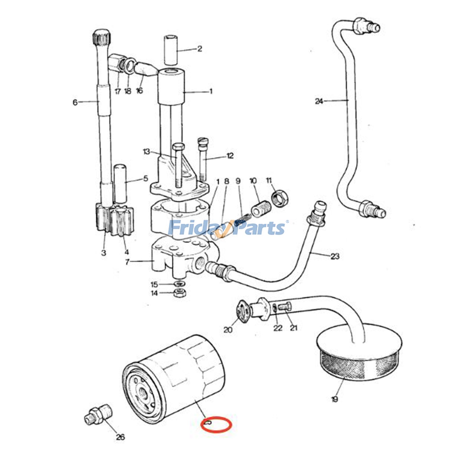 Compre Filtro de óleo K200037 para carregadeira CASE 580G 580F trator 1290 1390 1594 1490 1190 1194 1394 na FridayParts