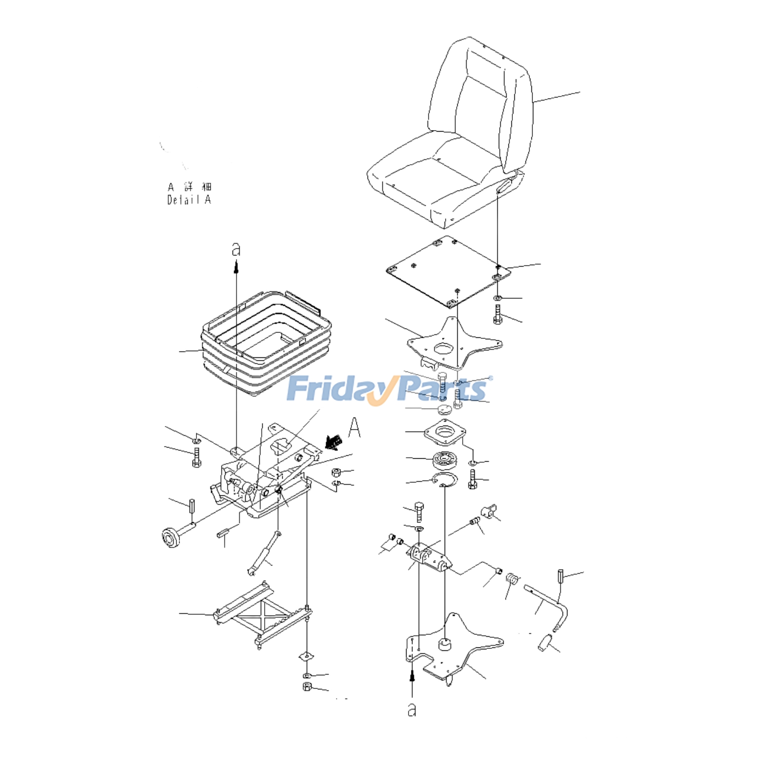 Operator Seat Assembly 195-57-43601 for Komatsu Dozer D375A-3A D475A-3 D375A-3A-01 D375A-5D D475A-3-SC Para KOMATSU
