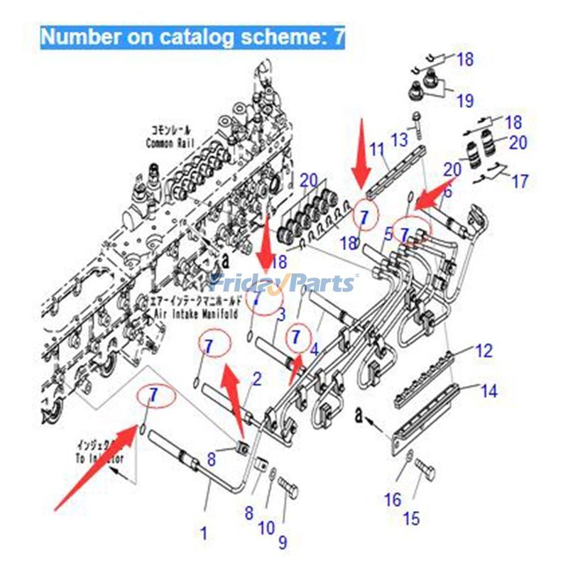 Joint torique 07000-E2018 pour chargeuse sur pneus Komatsu WA430-6 WA1200-6 WA600-6R WA600-6 moteur SA6D140E