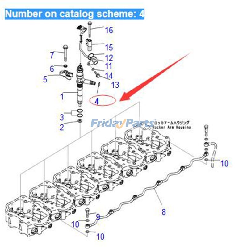 Ensemble de joints toriques pour injecteur de carburant (6 pièces) 6219-71-1160 pour moteur Komatsu 6D125E 6D140E 6D170E