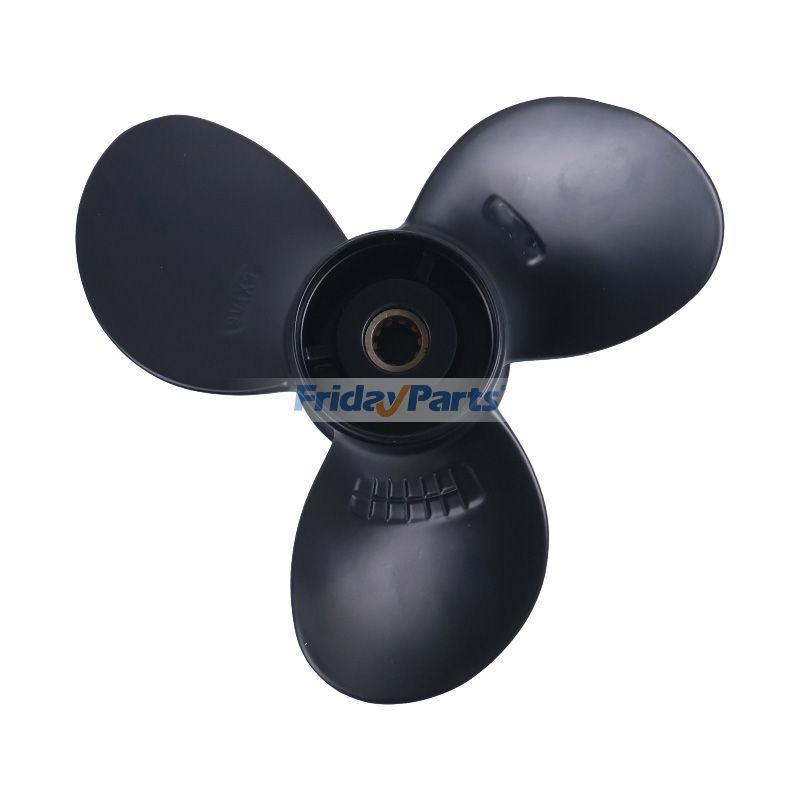 Marine Outboard Propeller 9 1/4 X 9 Aluminum Al X4P2 Alloy 3 Blade Black 10 Spline Tooth R Rotation