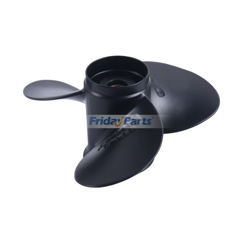 Outboard Propeller 9 1/4 X 9 Aluminum Al X4P2 Alloy 3 Blade Black 10 Spline Tooth R Rotation for Marine