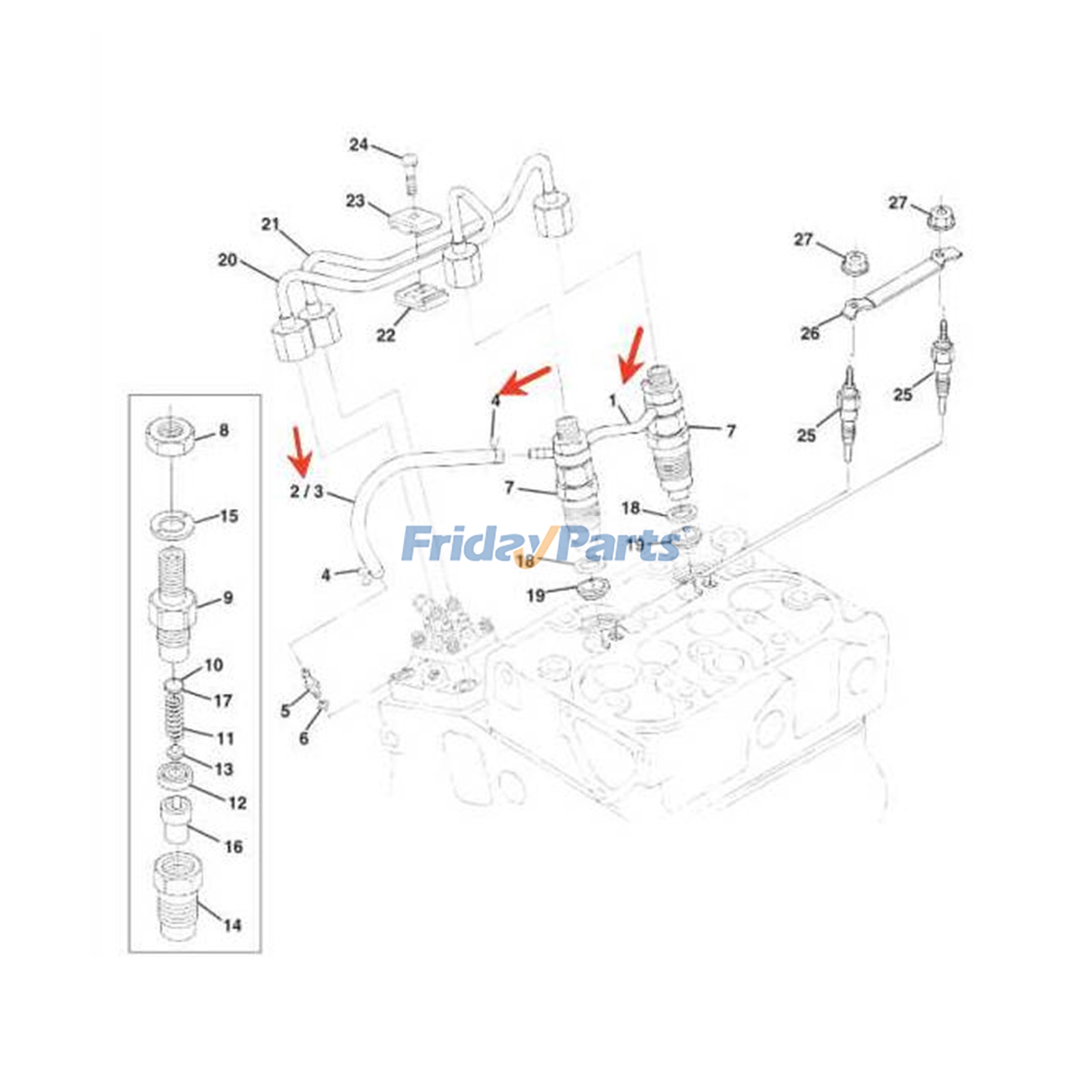 Conjunto do tubo de transbordamento 4215903 para motor Kubota Z402 Z482 para Motor