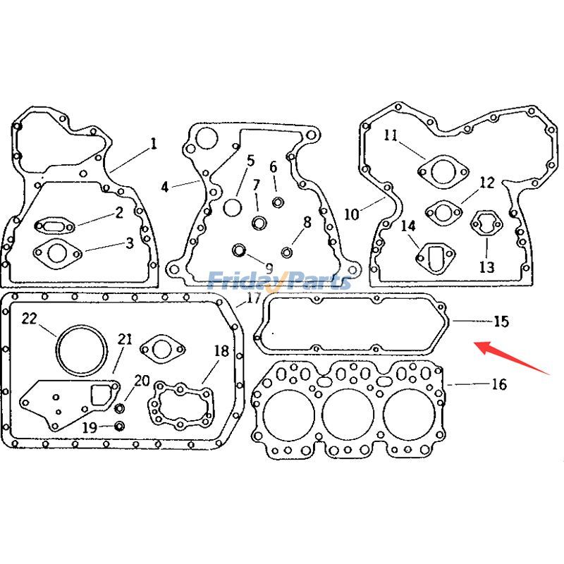 Kit de juntas de revisión RE38570 para motores John Deere 3135 3152 Tractor 300 820 830 1020 1030