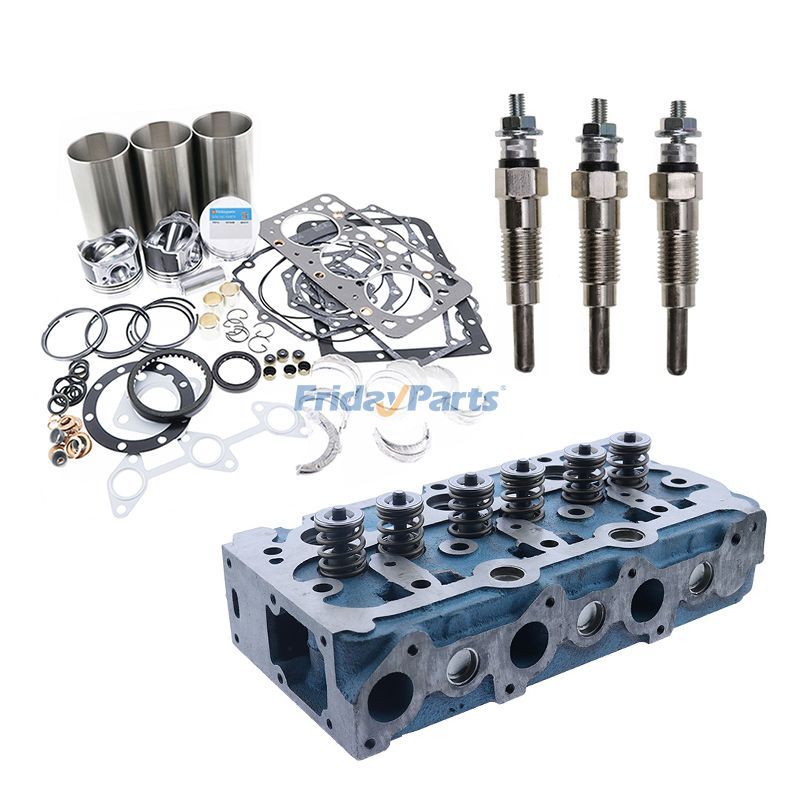 Overhaul Rebuild Kit & Complete Cylinder Head & Glow Plugs for Kubota Engine D950