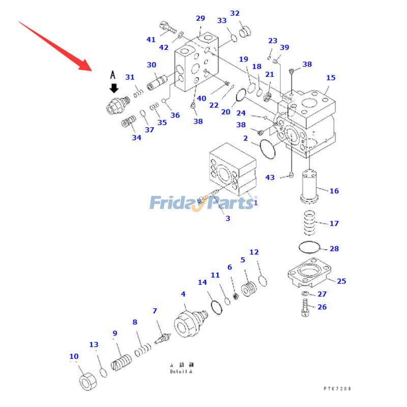 コマツ 掘削機 PC128US-2-AC PC138US-2-AT PC130F-7 用パイロットバルブ 702-21-09230
